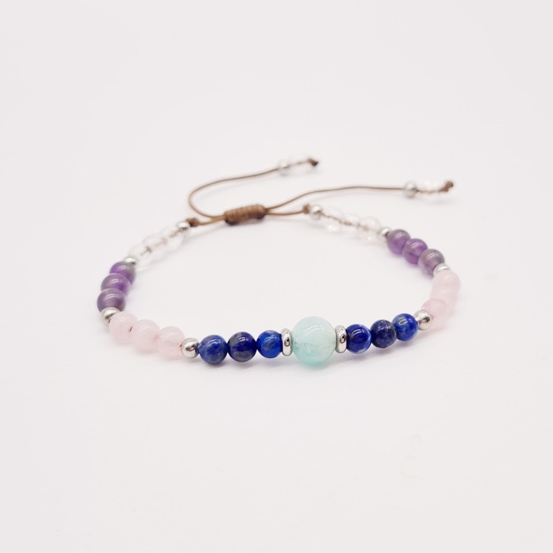 Pulsera protectora, combinación de piedras energéticas, ajustable para todas las tallas, acero inoxidable.