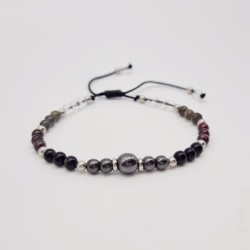 Pulsera protectora, combinación de piedras energéticas, ajustable para todas las tallas, acero inoxidable.