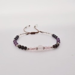 Pulsera protectora, combinación de piedras energéticas, ajustable para todas las tallas, acero inoxidable.