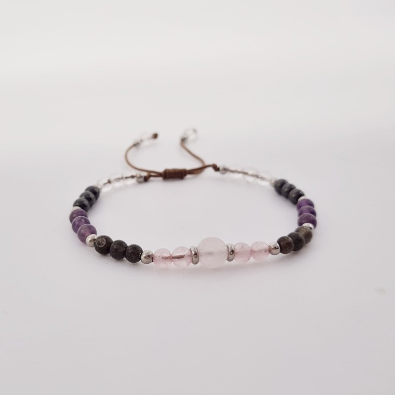Pulsera protectora, combinación de piedras energéticas, ajustable para todas las tallas, acero inoxidable.