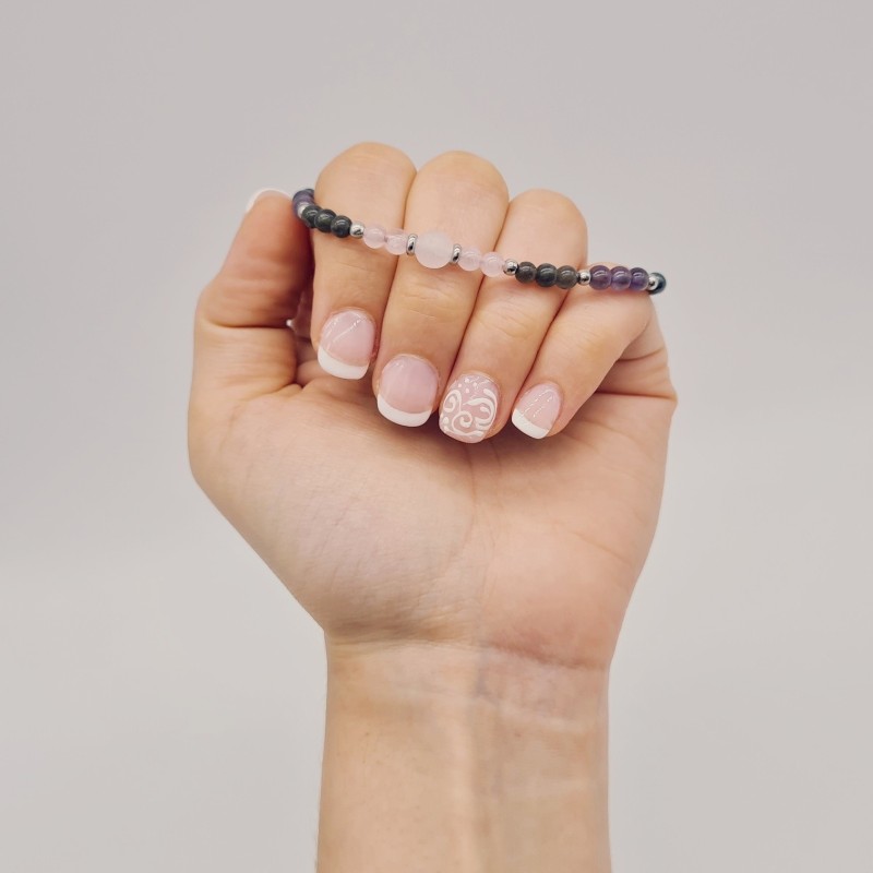 Pulsera protectora, combinación de piedras energéticas, ajustable para todas las tallas, acero inoxidable.