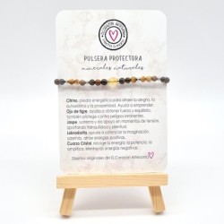 Pulsera protectora, combinación de piedras energéticas, ajustable para todas las tallas, acero inoxidable.