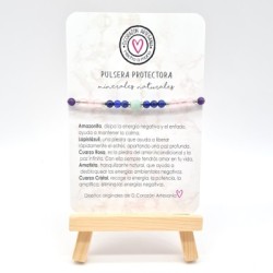 Pulsera protectora, combinación de piedras energéticas, ajustable para todas las tallas, acero inoxidable.