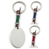 Llavero KUKO, con toque de color, cuero y cordón, acero inoxidable.