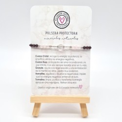 Pulsera protectora, combinación de piedras energéticas, ajustable para todas las tallas, acero inoxidable.