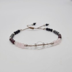 Pulsera protectora, combinación de piedras energéticas, ajustable para todas las tallas, acero inoxidable.