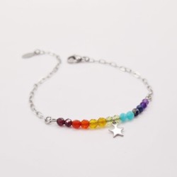 Pulsera protectora, combinación de piedras energéticas, ajustable para todas las tallas, acero inoxidable.