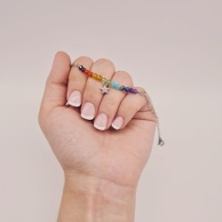 Pulsera protectora, combinación de piedras energéticas, ajustable para todas las tallas, acero inoxidable.