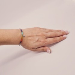 Pulsera protectora, combinación de piedras energéticas, ajustable para todas las tallas, acero inoxidable.