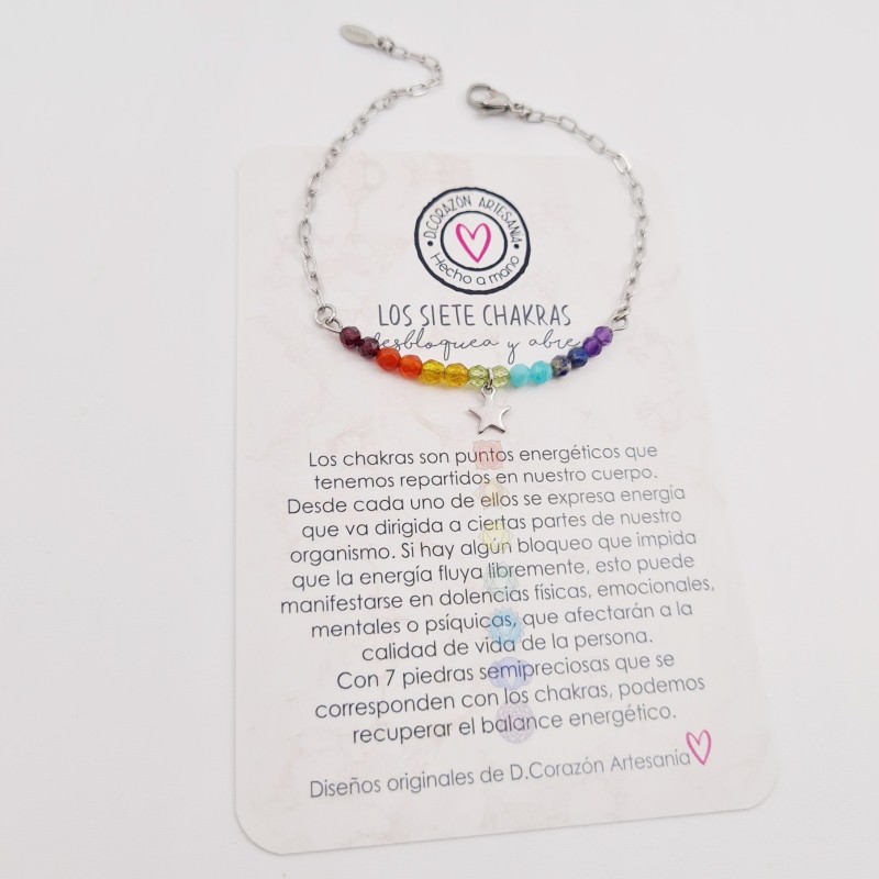 Pulsera protectora, combinación de piedras energéticas, ajustable para todas las tallas, acero inoxidable.