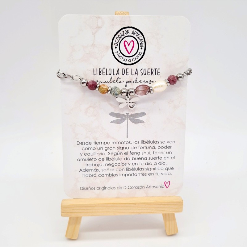 Pulsera protectora, combinación de piedras energéticas, ajustable para todas las tallas, acero inoxidable.