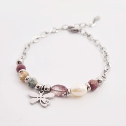 Pulsera protectora, combinación de piedras energéticas, ajustable para todas las tallas, acero inoxidable.