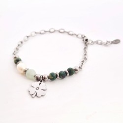 Pulsera protectora, combinación de piedras energéticas, ajustable para todas las tallas, acero inoxidable.