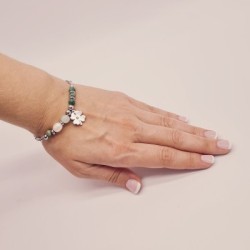 Pulsera protectora, combinación de piedras energéticas, ajustable para todas las tallas, acero inoxidable.