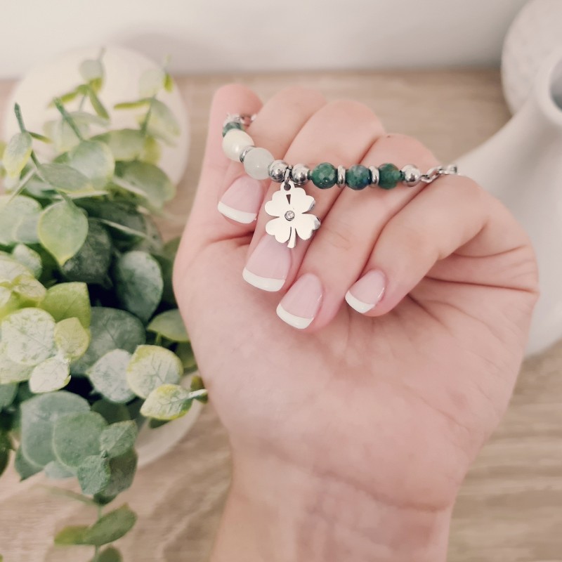 Pulsera protectora, combinación de piedras energéticas, ajustable para todas las tallas, acero inoxidable.