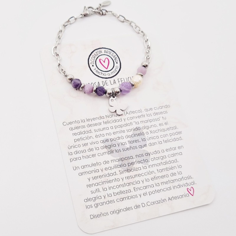 Pulsera protectora, combinación de piedras energéticas, ajustable para todas las tallas, acero inoxidable.