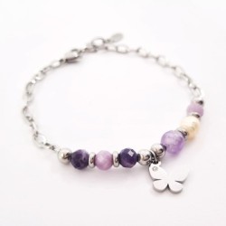 Pulsera protectora, combinación de piedras energéticas, ajustable para todas las tallas, acero inoxidable.