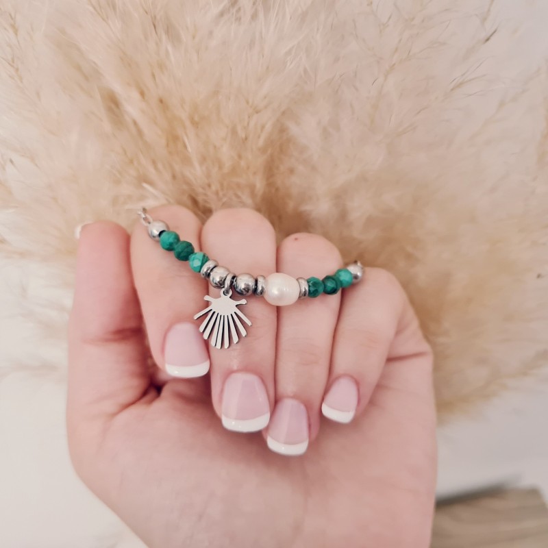 Pulsera protectora, combinación de piedras energéticas, ajustable para todas las tallas, acero inoxidable.