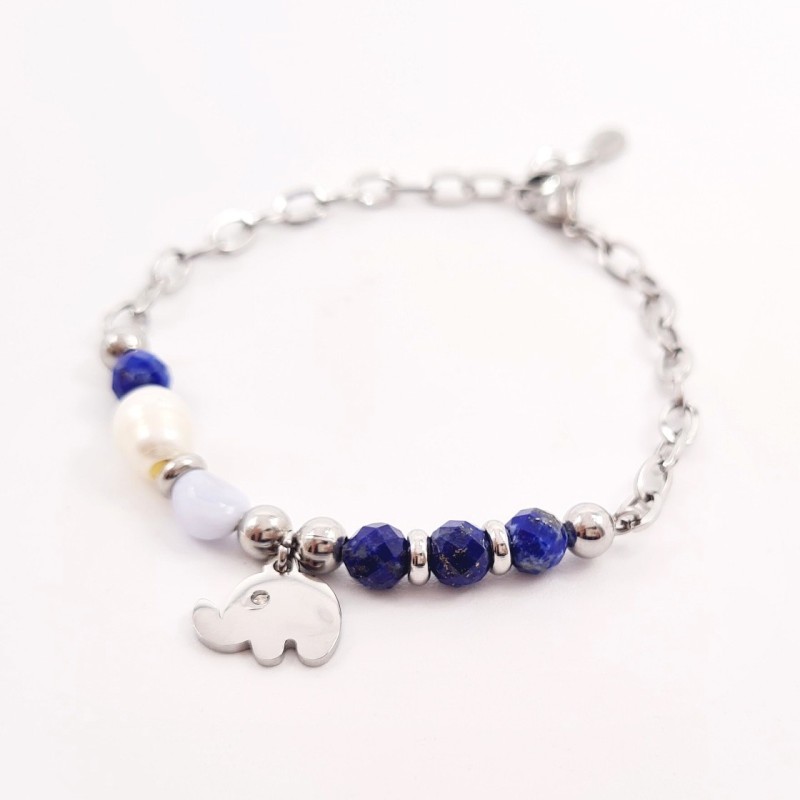 Pulsera protectora, combinación de piedras energéticas, ajustable para todas las tallas, acero inoxidable.