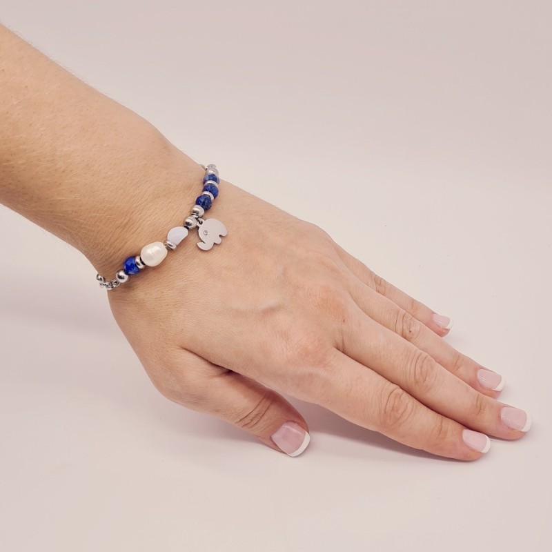 Pulsera protectora, combinación de piedras energéticas, ajustable para todas las tallas, acero inoxidable.