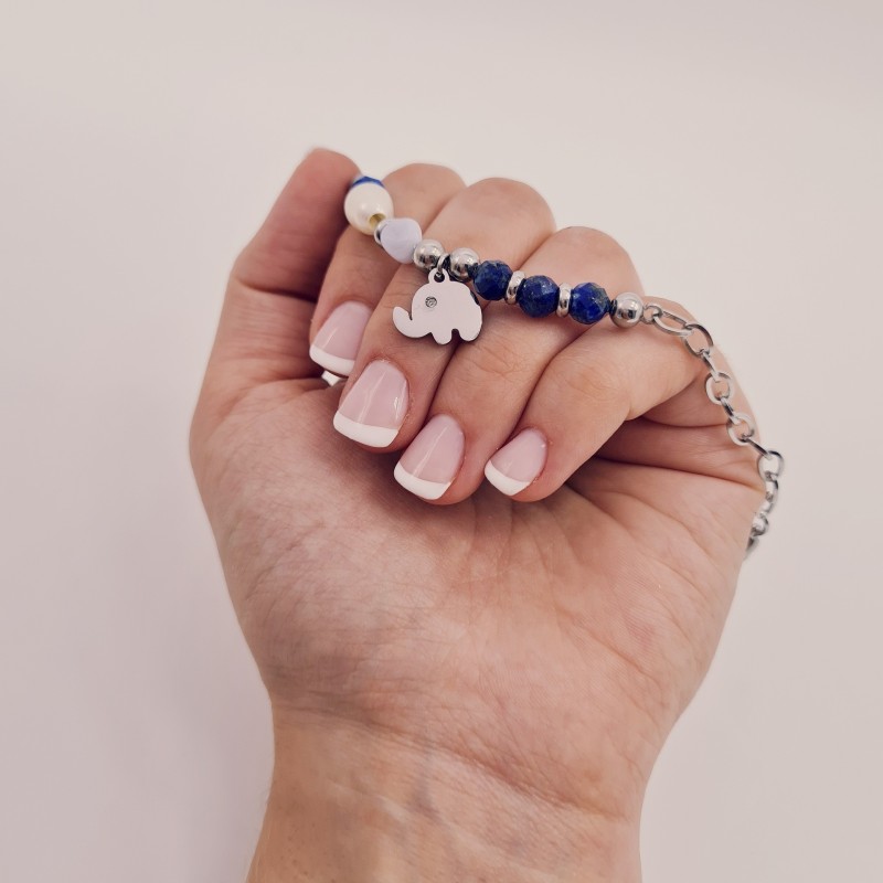 Pulsera protectora, combinación de piedras energéticas, ajustable para todas las tallas, acero inoxidable.