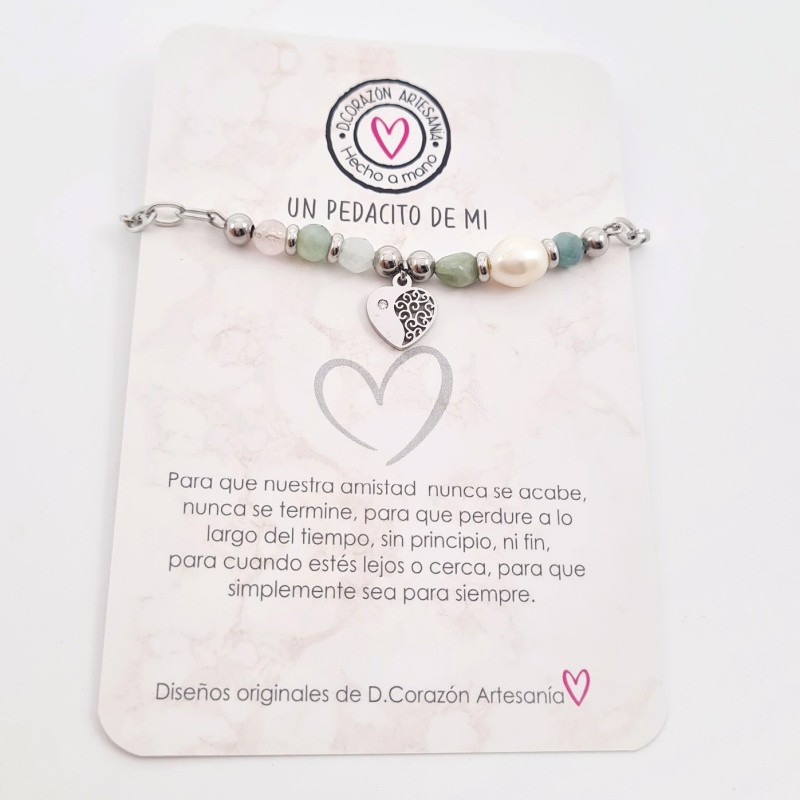 Pulsera protectora, combinación de piedras energéticas, ajustable para todas las tallas, acero inoxidable.