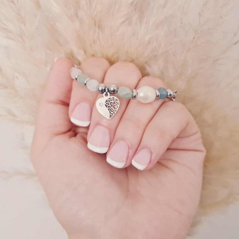 Pulsera protectora, combinación de piedras energéticas, ajustable para todas las tallas, acero inoxidable.