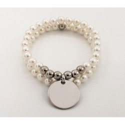 Pulsera D'PERLAS 2, montada con perlas de vidrio, elástica | Dcorazon