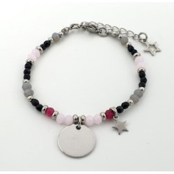 Pulsera ESTRELLA,  acero con cristal checo y minerales | Dcorazon