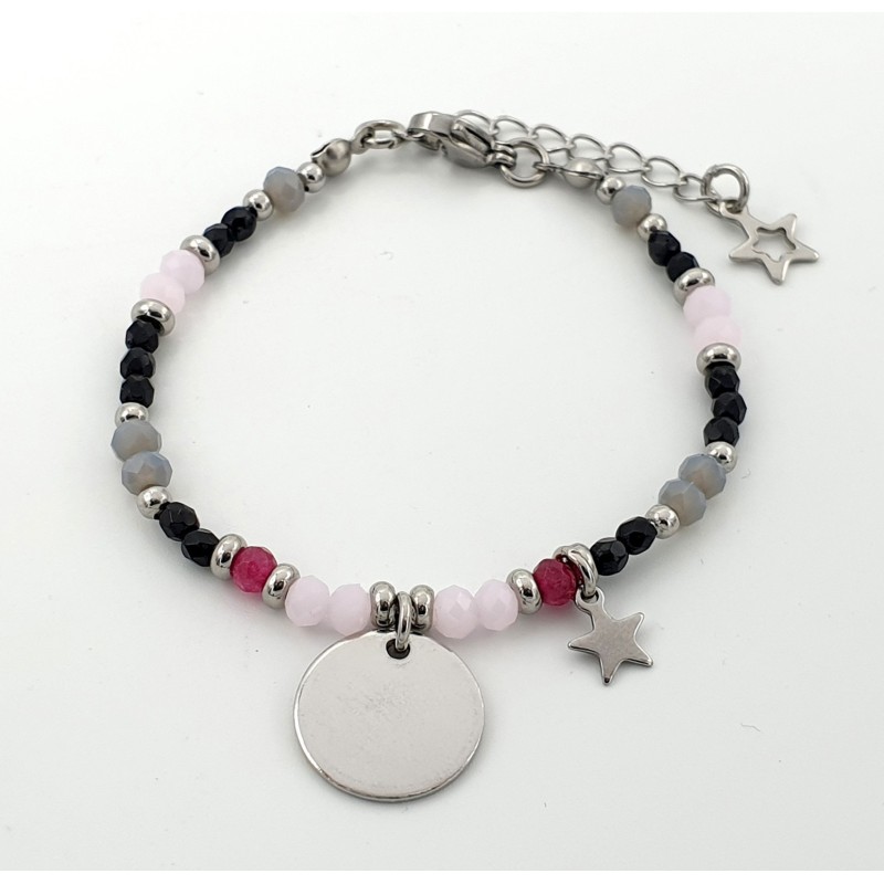 Pulsera ESTRELLA,  acero con cristal checo y minerales | Dcorazon