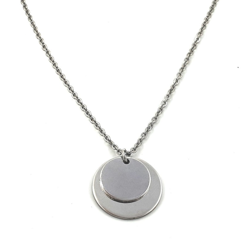Collar de acero inoxidable, modelo DONNA DUPLA, elegante con una cadena fina.