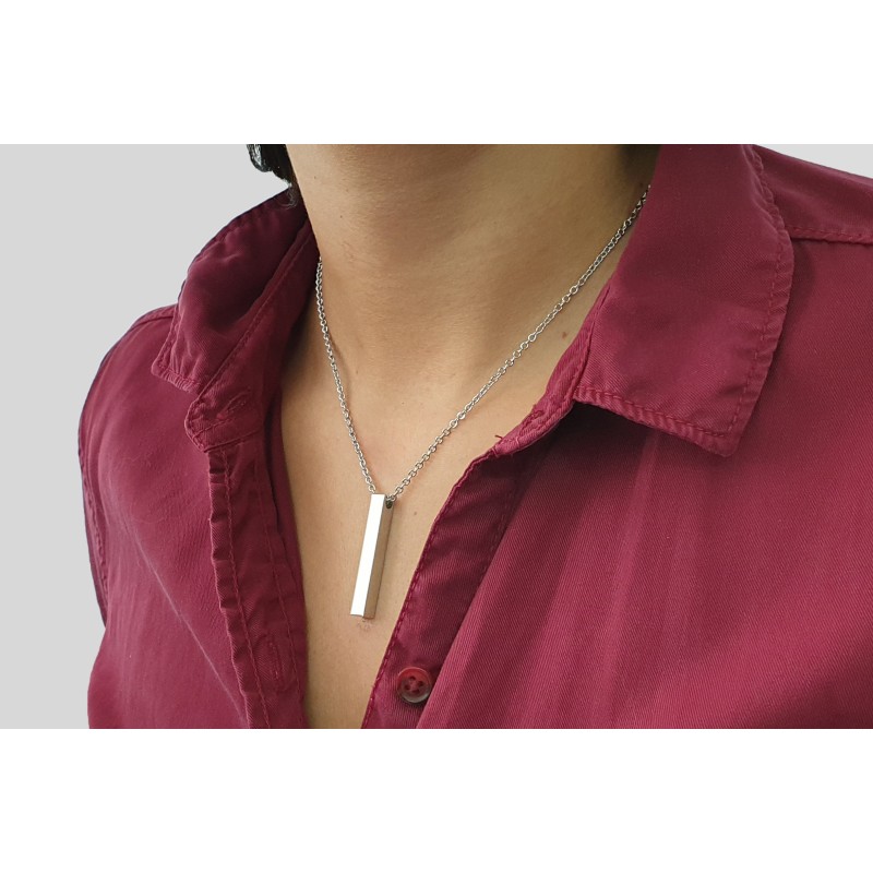 Collar de acero inoxidable, modelo LINGOTE, elegante con una cadena fina.