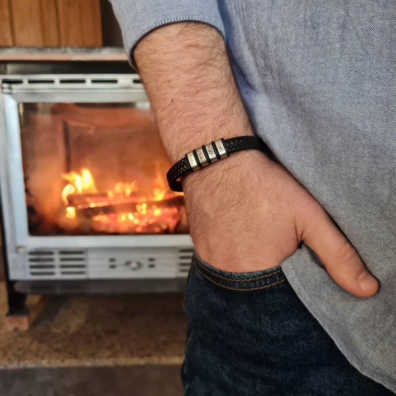 Pulsera TALY de cuero trenzado, personaliza cada eslabón | Dcorazon