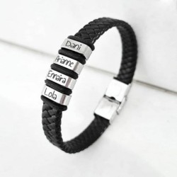 Pulsera TALY de cuero trenzado, personaliza cada eslabón | Dcorazon