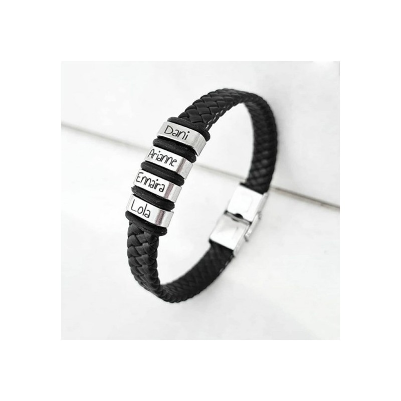 Pulsera TALY de cuero trenzado, personaliza cada eslabón | Dcorazon
