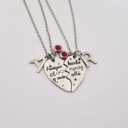 Collar corazón partido, para San Valentín, de acero inoxidable, modelo AMORE, elegante con una cadena fina.