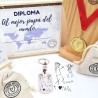Kit regalo día del padre 2021 llavero con medalla y diploma | Dcorazon