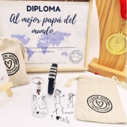 Kit regalo día del padre 2021 llavero con medalla y diploma | Dcorazon