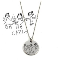 Collar modelo DONNA, dibujo infantil, elegante con una cadena fina, acero inoxidable.