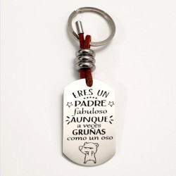 Llavero ADVENTURE, con frase (Eres un padre fabuloso aunque gruñas como un oso).