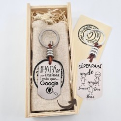 Llavero ADVENTURE, con frase (Gracias PAPÁ por enseñarme más que Google).