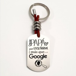 Llavero ADVENTURE, con frase (Gracias PAPÁ por enseñarme más que Google).