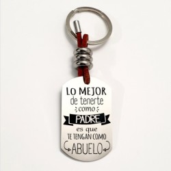 Llavero ADVENTURE, con frase (Lo mejor de tenerte como padre es que te tengan como abuelo).