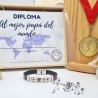 Kit regalo día del padre 2021 pulsera con medalla y diploma  | Dcorazon