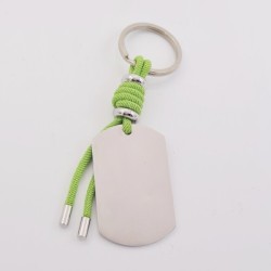 Llavero VENTURA, con toque de color, cuero y cordón, con un vidrio de color, acero inoxidable.