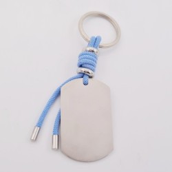 Llavero VENTURA, con toque de color, cuero y cordón, con un vidrio de color, acero inoxidable.