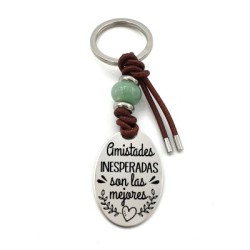 Llavero MINERAL (Amistades inesperadas son las mejores) ojo de tigre, venturina, cuarzo rosa, elige el mineral.