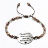 Pulsera AFRODITA, con frase (Siempre te llevo en mi corazón hermanita) ajustable.