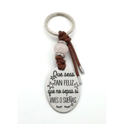 Llavero MINERAL (Que seas tan feliz que no sepas si vives o sueñas) ojo de tigre, venturina, cuarzo rosa, elige el mineral.