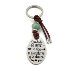 Llavero MINERAL (Que todo lo bueno te encuentre y abrace) ojo de tigre, venturina, cuarzo rosa, elige el mineral.